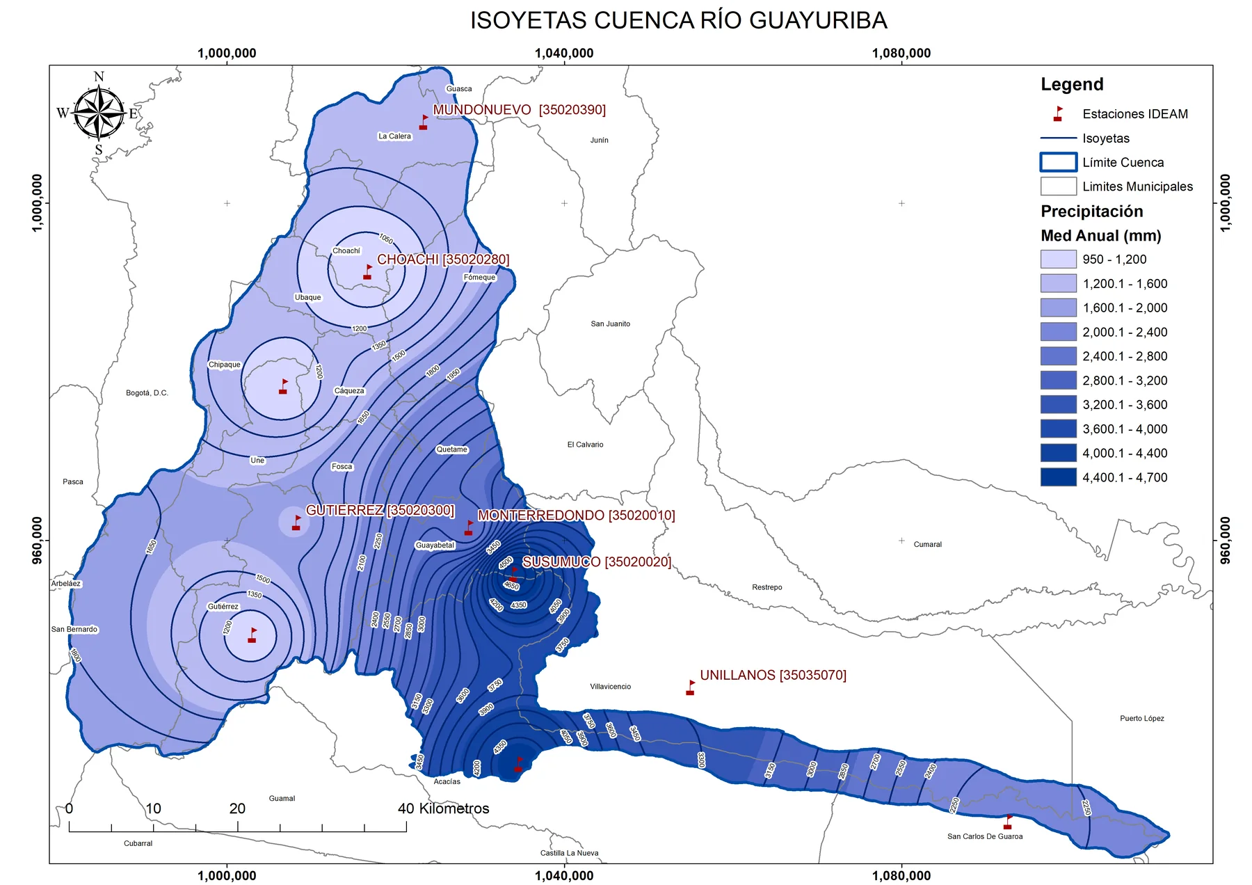 Mapa de precipitación para el análisis hidrológico de una cuenca