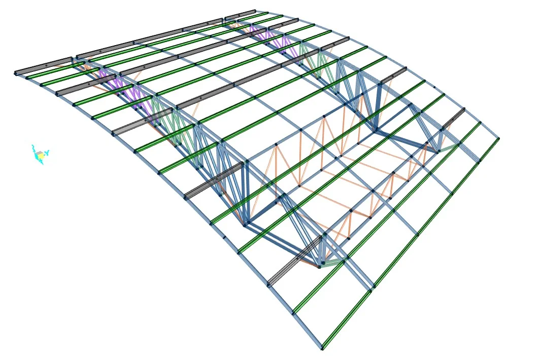 Modelo analítico tridimensional de una cubierta estructural