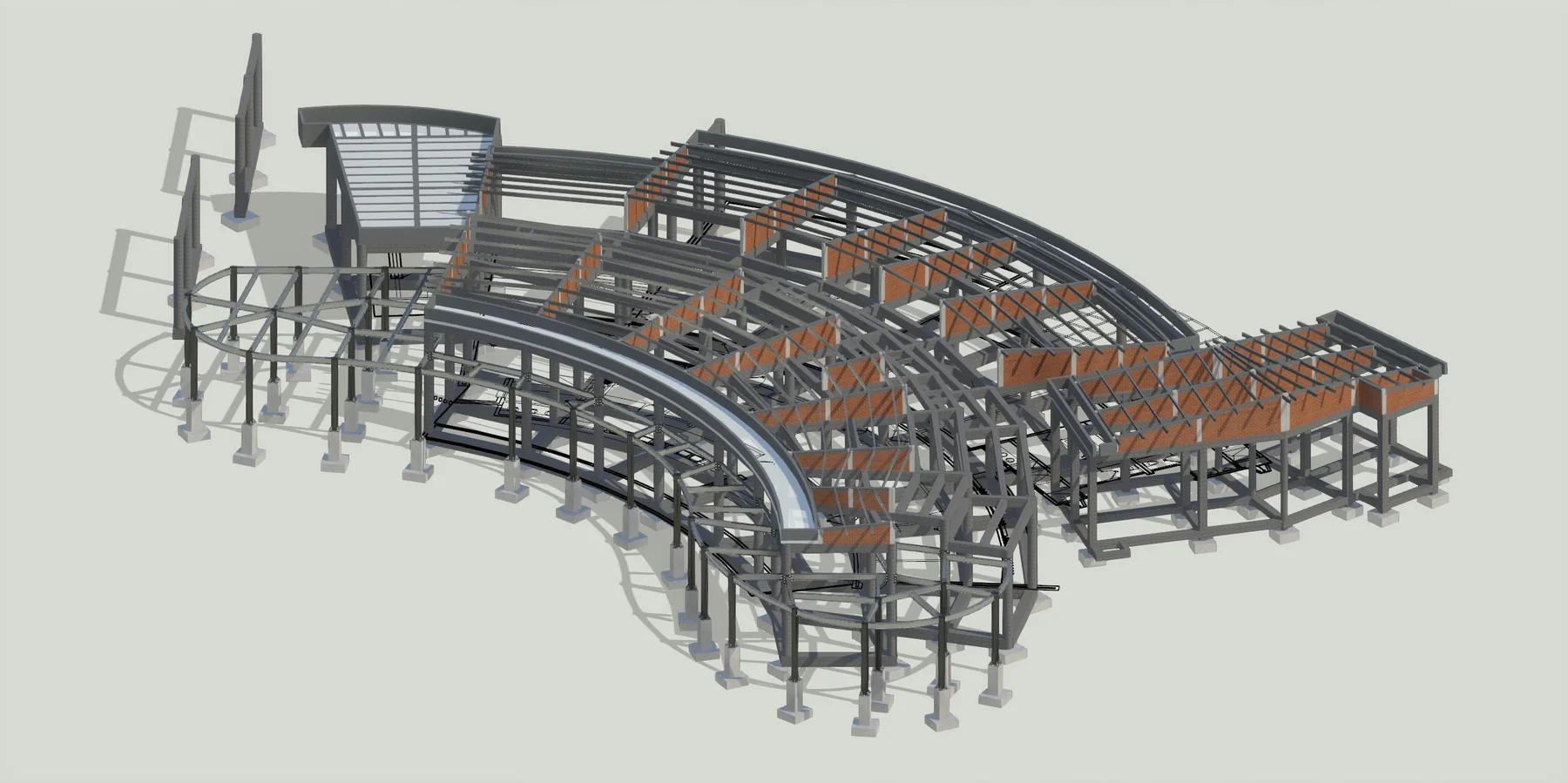 Modelo tridimensional de una estructura especial desarrollado por H&E Ingeniería