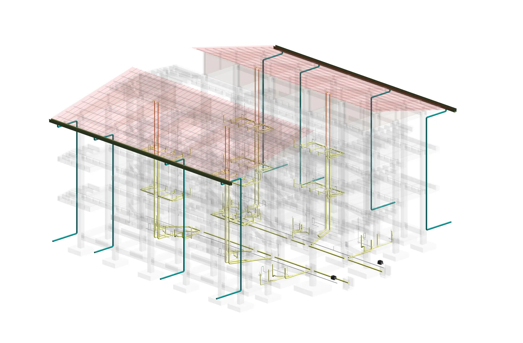Modelo BIM de redes hidráulicas en una edificación